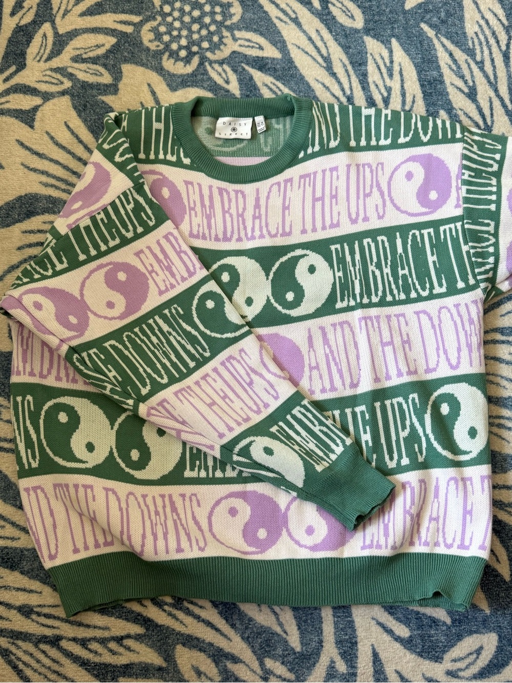 Women’s Green & Lavender 'Embrace the Ups' Crewneck Sweater